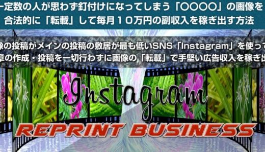 IRB特典付きレビュー スマホで簡単！インスタ画像投稿から月10万円を稼ぐInstagram Reprint Business口コミ評価