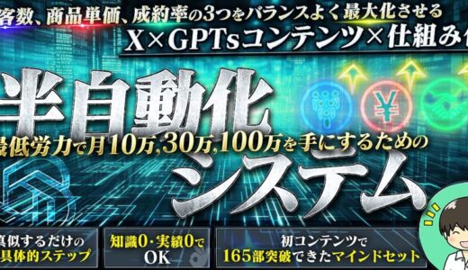 【特典レビュー】だいきち式【 X×GPTsコンテンツ×仕組み化】 最低労力で月10万,30万,100万を手にするための半自動化システム口コミ評価